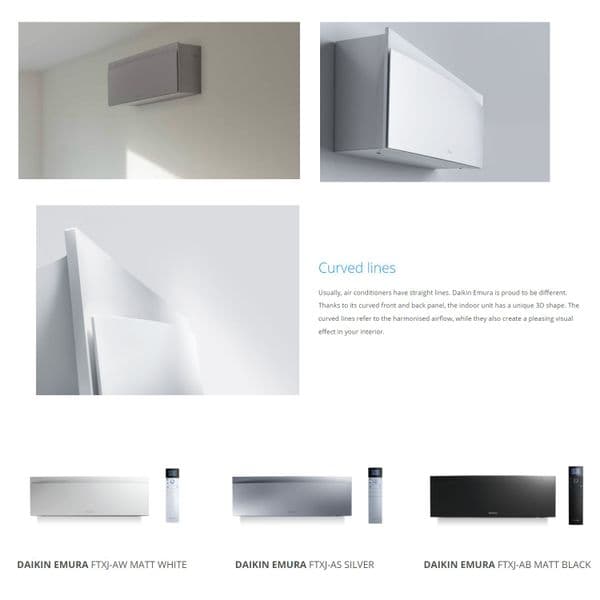 Daikin Air Conditioning FTXJ35AS RXJ35M9 Emura Silver Wall Heat Pump Air Purifier 3.5Kw/12000Btu R32
