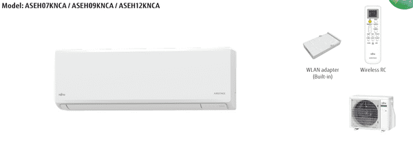 Fujitsu Air conditioning AIRSTAGE AOEH07KNCA ASEH07KNCA Economy Wall Heat pump A++ R32 2Kw/7000Btu
