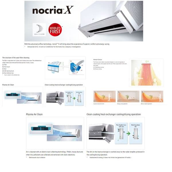 Fujitsu Air conditioning ASYG12KXCA Plasma Wall Mounted Heat pump A+++ R32 3.5Kw/12000Btu 240V~50Hz
