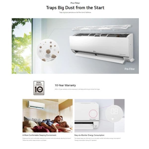 Lg Standard Plus PC12SK-NSJ+PC12SK-UA3 Wall Mounted Heat Pump 3.5Kw/12000Btu A++ R32