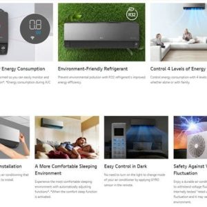 Lg Air Conditioning MU5R30-U40 Multi Room 4 of AC12BK-NSJ Artcool Mirror Wall Mounted Heat Pump