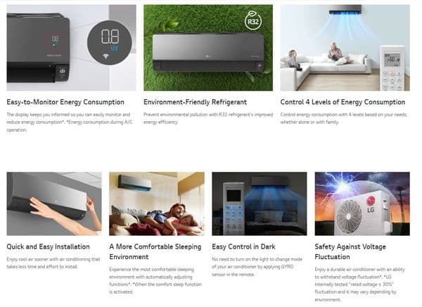 Lg Air Conditioning MU5R30-U40 Multi Room 4 of AC12BK-NSJ Artcool Mirror Wall Mounted Heat Pump