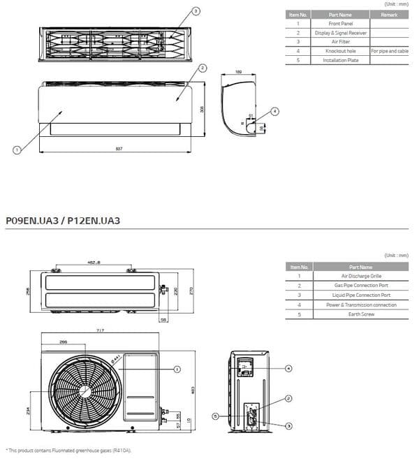 Lg Air Conditioning PC12SK.NSJ Wall Mounted Heat Pump Inverter 3.5Kw/12000Btu A++ R32 240V~50Hz
