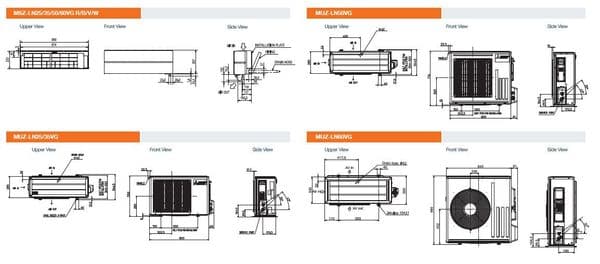 Mitsubishi Electric AC MSZ-LN25VG 2.5Kw/9000Btu R32 Inverter Heat Pump Wall Mounted A+++ 240V~50Hz
