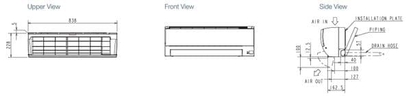 Mitsubishi Electric Air Conditioning MSY-TP35VF Cooling Wall 3.5Kw/12000Btu R32 A+++ Install Kit