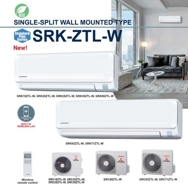 Mitsubishi Heavy Industries Air Conditioning Heat Pump SRK35ZTL-W Standard Plus Wall 3.5Kw/12000Btu