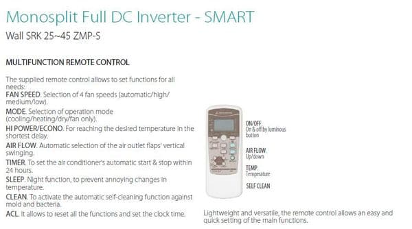 Mitsubishi Heavy Industrial Air Conditioning SRK35ZSP-W Wall 3.5Kw/12000Btu R32 Install Pack